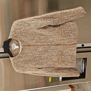 💕 CHARLES GRAY💕 Two Pocket Fitted Collarless Button Front Tweed Jacket XL NWT